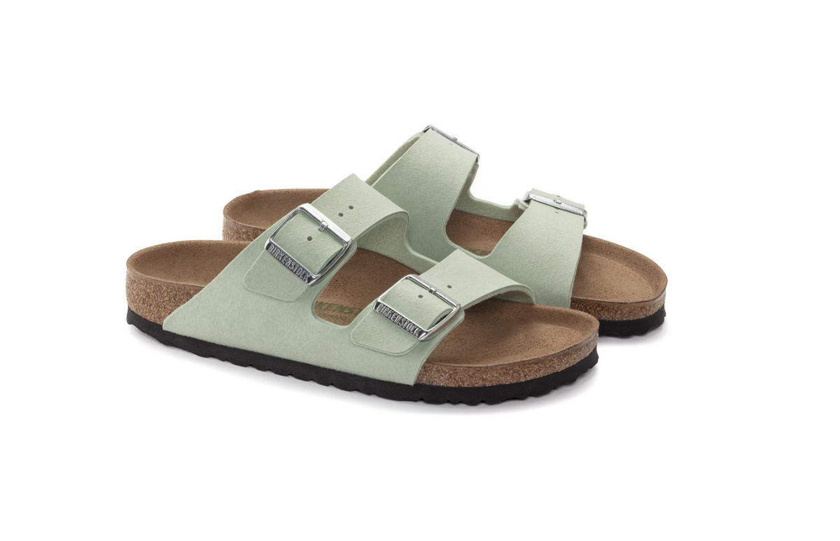 Birkenstock Arizona Vegan Synthetik Soft Birki - Matcha, Narrow
