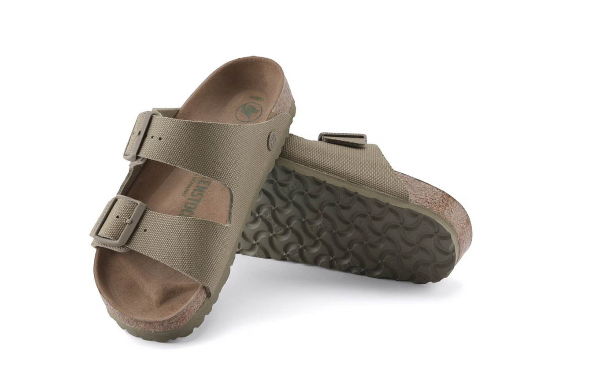 Birkenstock Arizona Vegan Textile Faded Khaki Sandals - Khaki, Regular