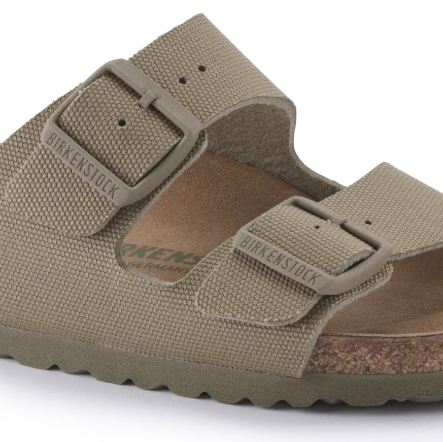 Birkenstock Arizona Vegan Textile Faded Khaki Sandals - Khaki, Regular