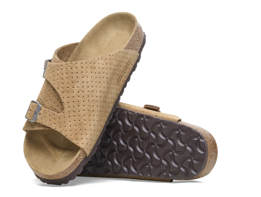 Birkenstock Zürich Suede Leather Embossed Sandals Emboss Dots New Beige