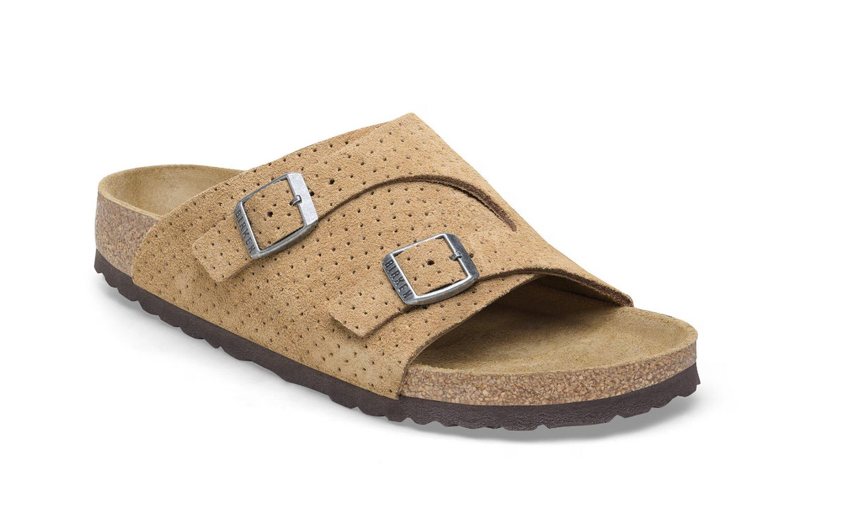 Birkenstock Zürich Suede Leather Embossed Sandals Emboss Dots  - Beige, Regular