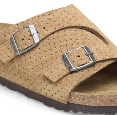 Birkenstock Zürich Suede Leather Embossed Sandals Emboss Dots  - Beige, Regular