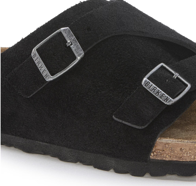 Birkenstock Zürich Suede Leather Black Sandals