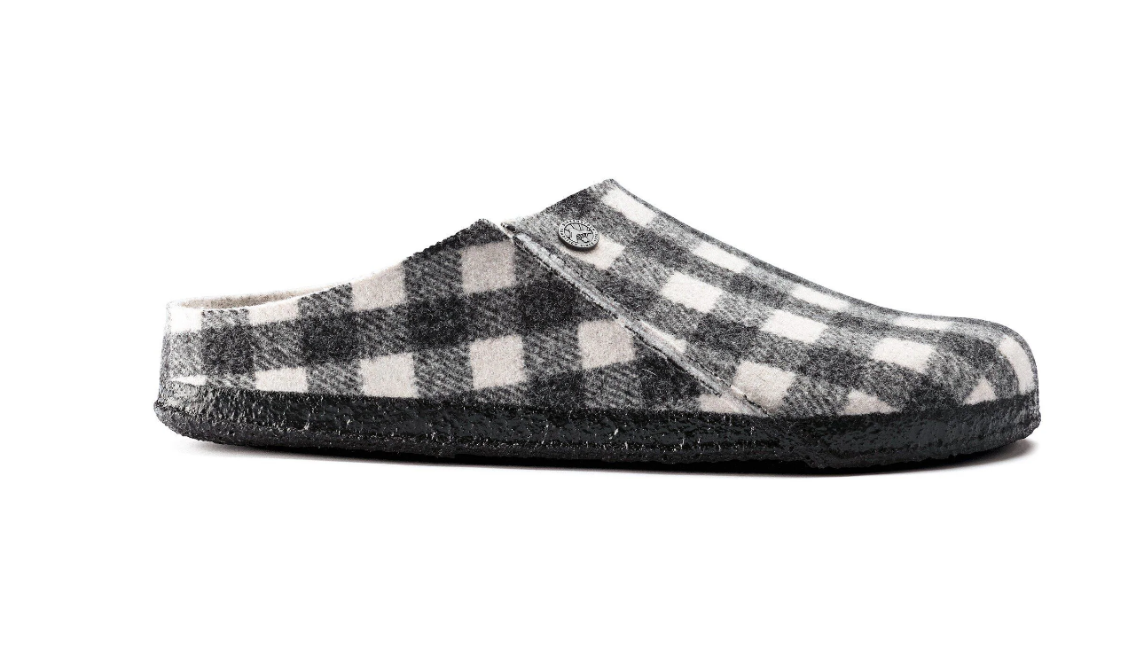 Birkenstock Zermatt Shearling Wool Felt Plaid White