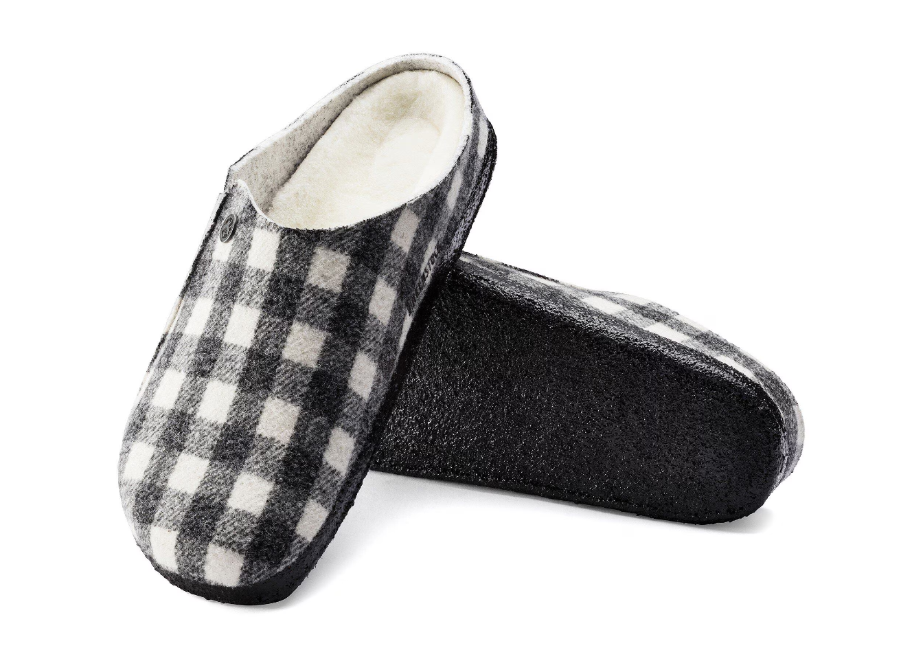 Birkenstock Zermatt Shearling Wool Felt Plaid White