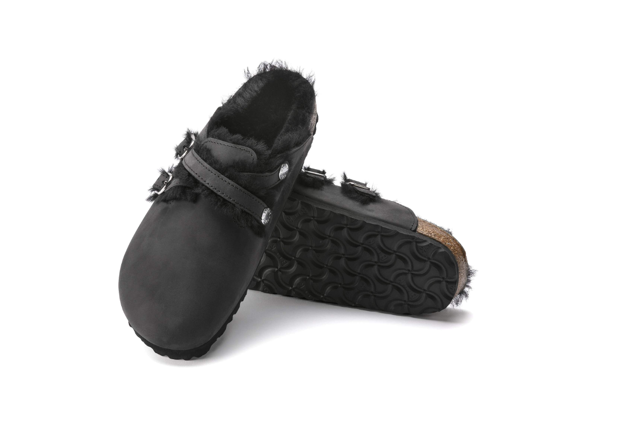 Birkenstock Blair Shearling Oiled Leather Black Clog