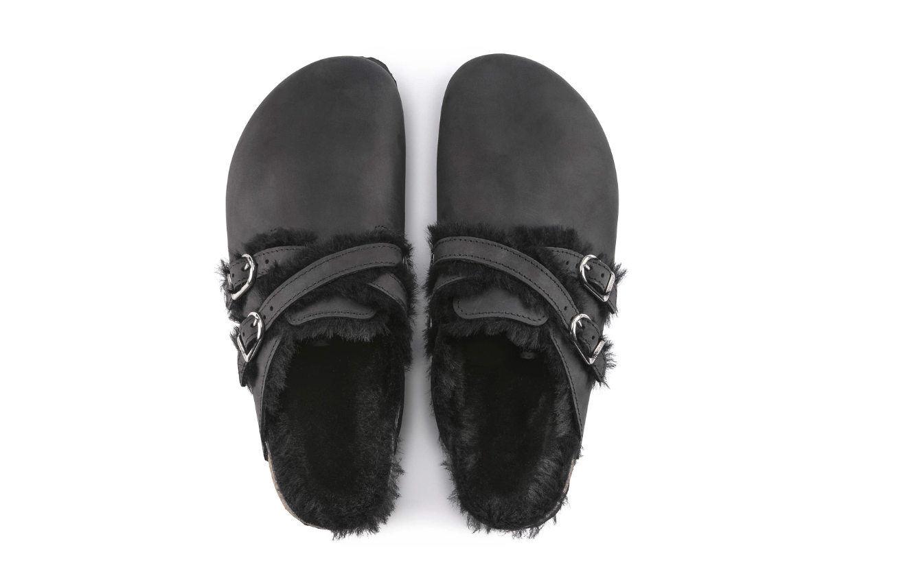 Birkenstock Blair Shearling Oiled Leather Black Clog