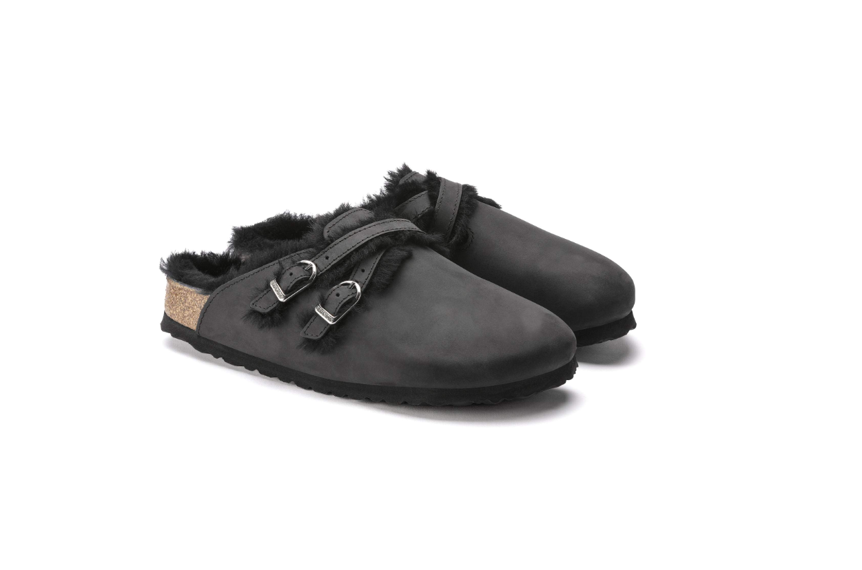 Birkenstock Blair Shearling Oiled Leather Black Clog