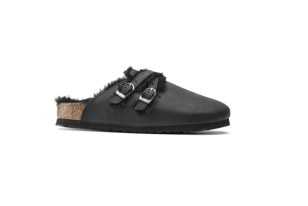 Birkenstock Blair Shearling Oiled Leather Black Clog