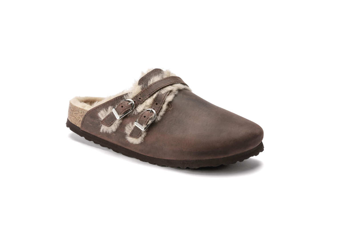 Birkenstock Blair Shearling Oiled Leather Brown Clog