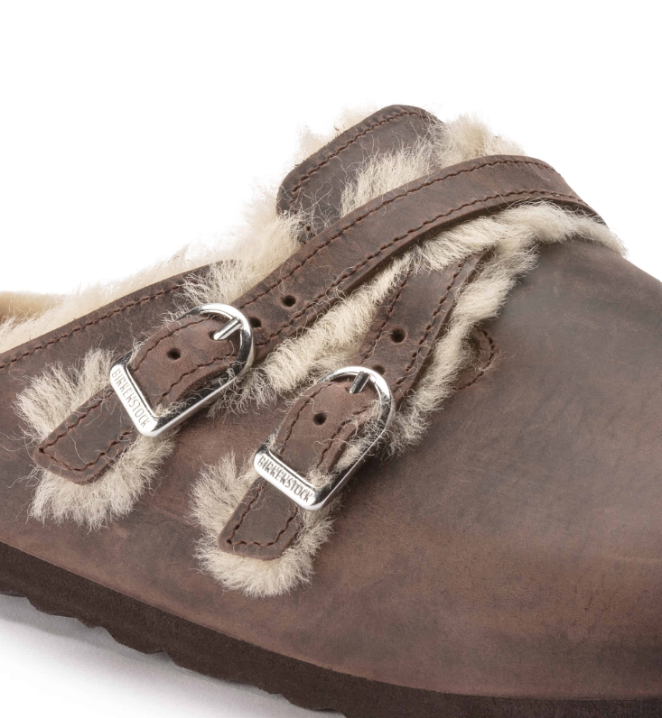 Birkenstock Blair Shearling Oiled Leather Brown Clog