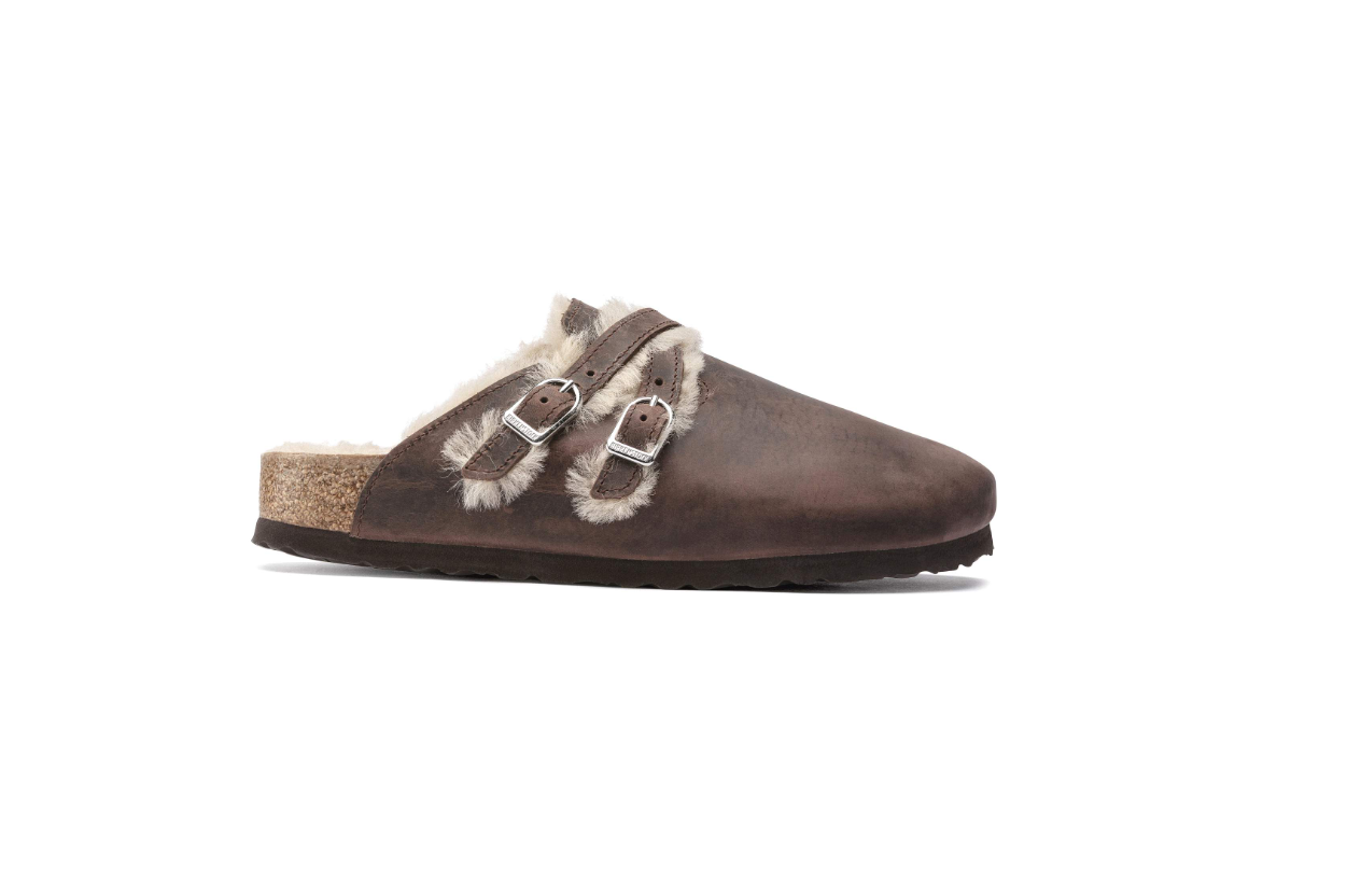 Birkenstock Blair Shearling Oiled Leather Brown Clog
