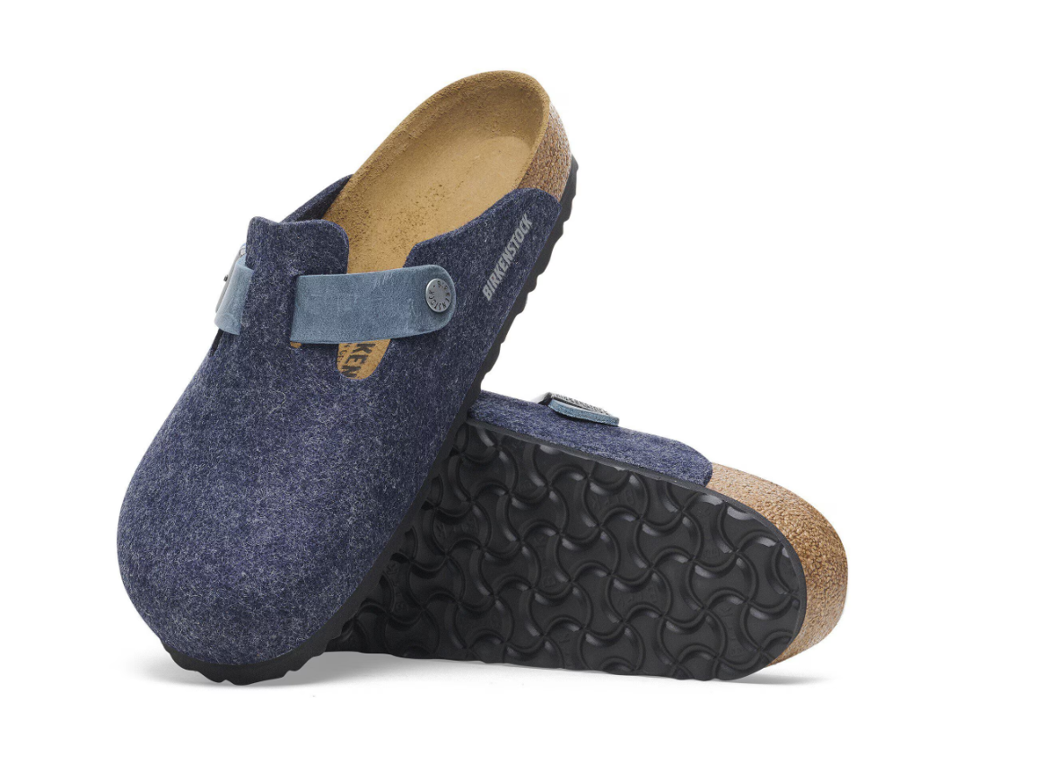 Birkenstock Boston Natural Leather Felt Clog Midnight