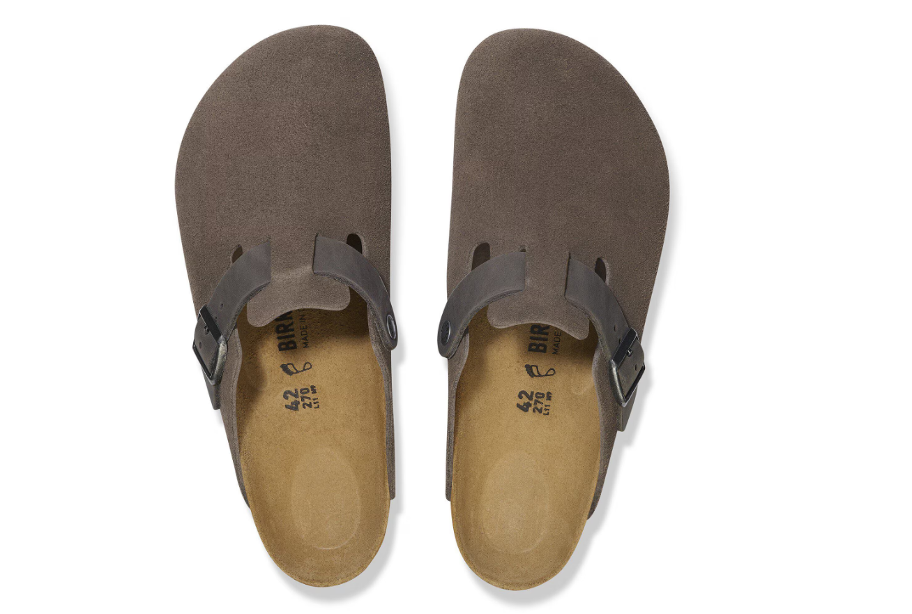 Birkenstock Boston Mixed Leather Soft Footbed Concrete Gray