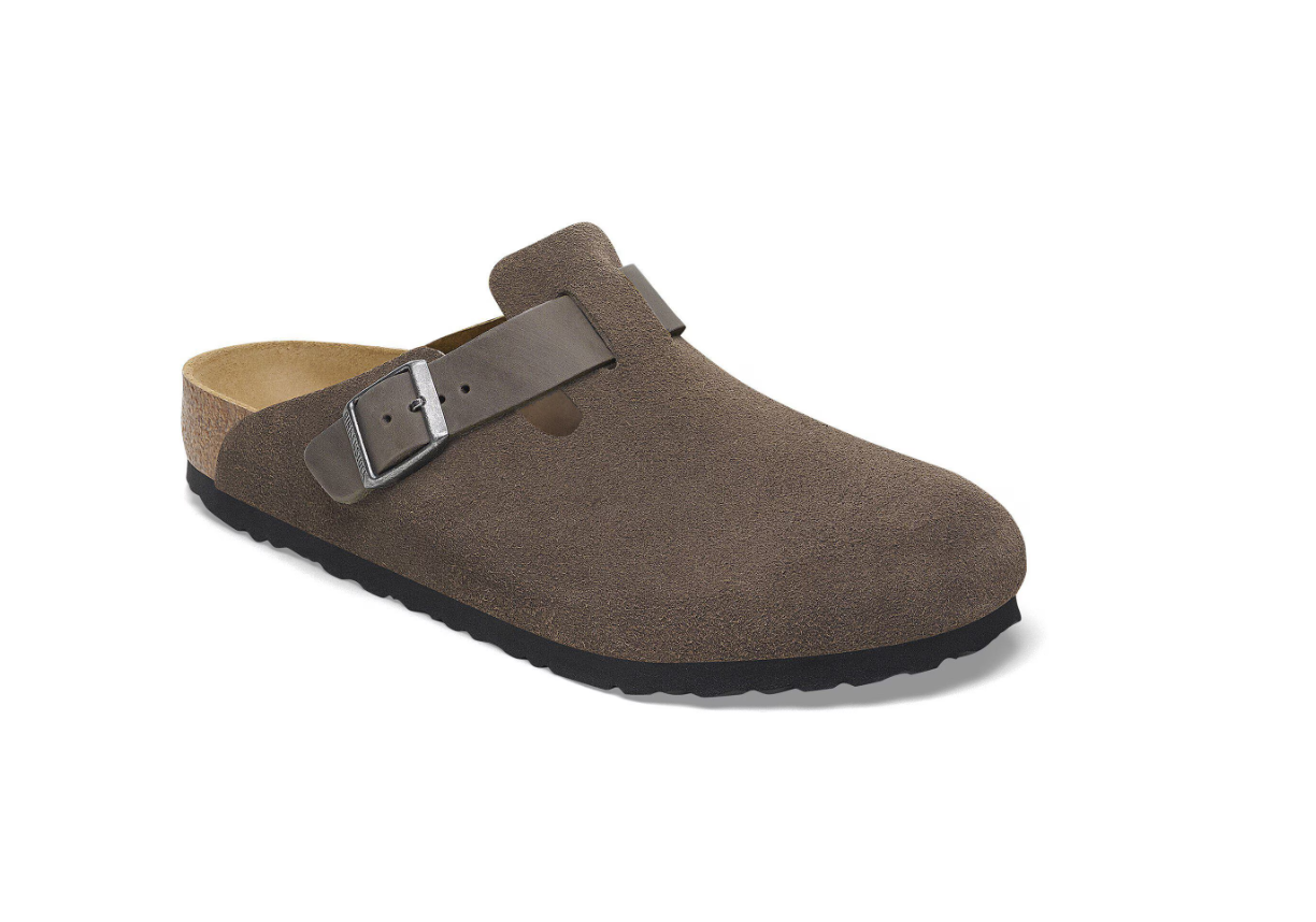 Birkenstock Boston Mixed Leather Soft Footbed Concrete Gray