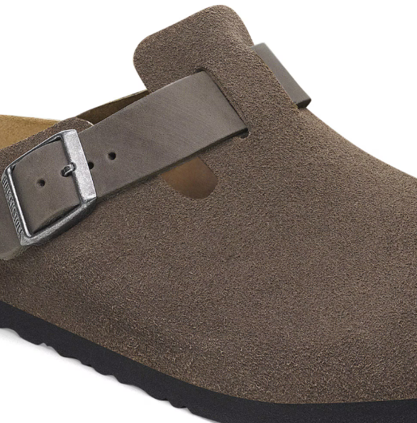 Birkenstock Boston Mixed Leather Soft Footbed Concrete Gray