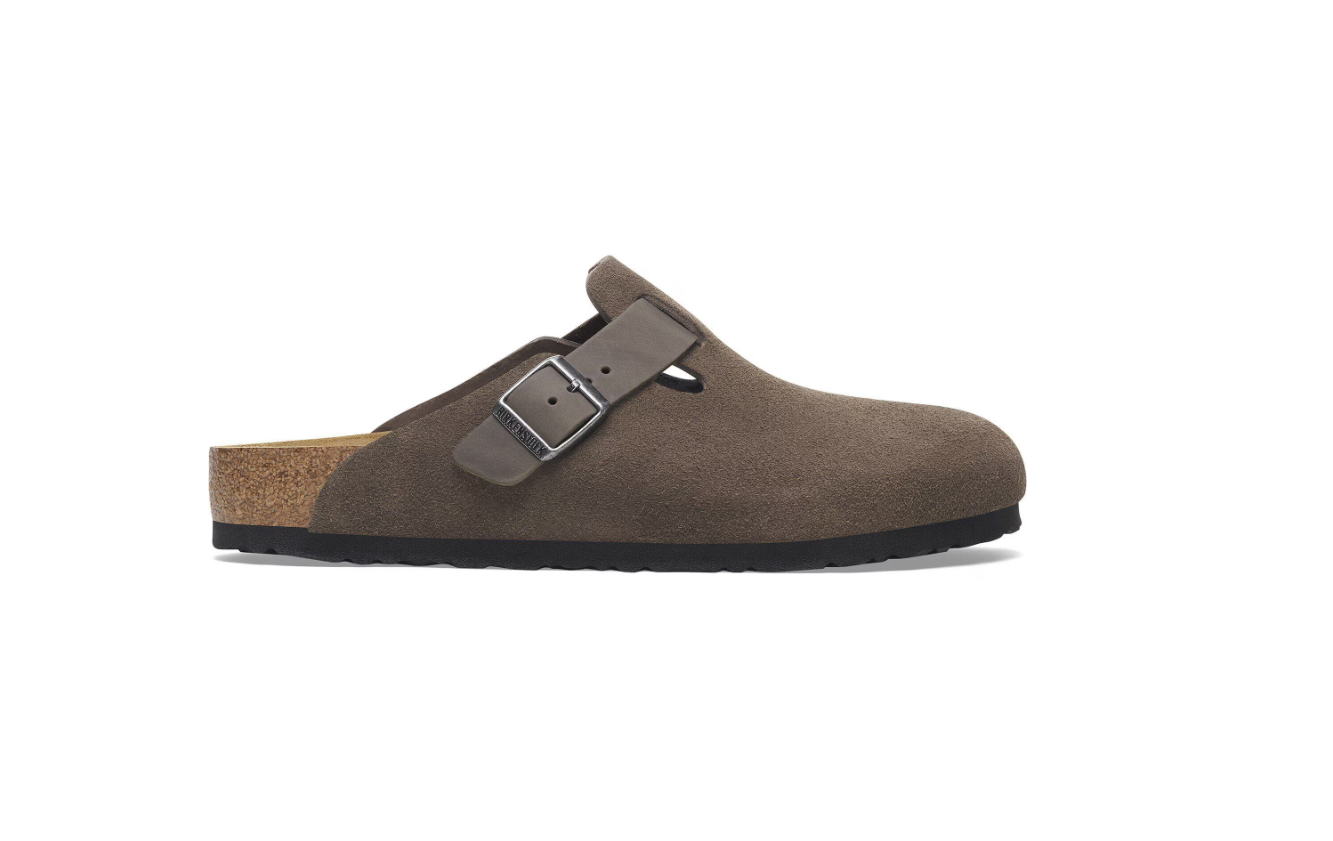 Birkenstock Boston Mixed Leather Soft Footbed Concrete Gray