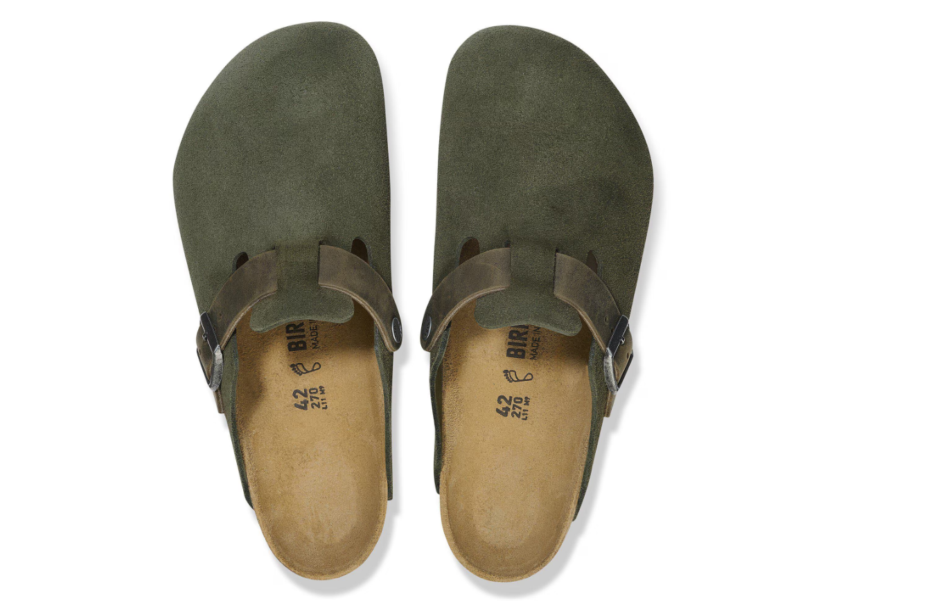 Birkenstock Boston Mixed Leather Soft Footbed Thyme