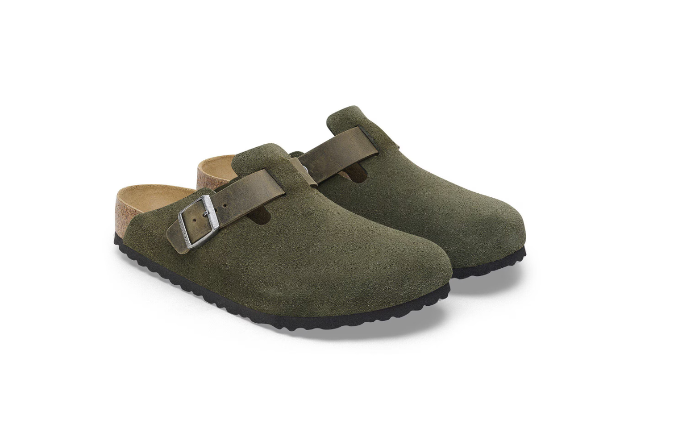 Birkenstock Boston Mixed Leather Soft Footbed Thyme