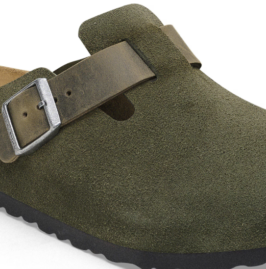 Birkenstock Boston Mixed Leather Soft Footbed Thyme