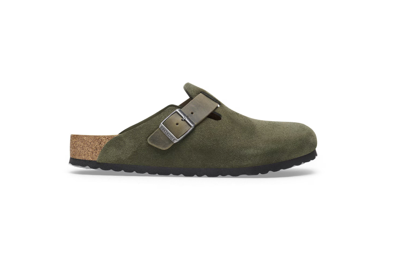 Birkenstock Boston Mixed Leather Soft Footbed Thyme