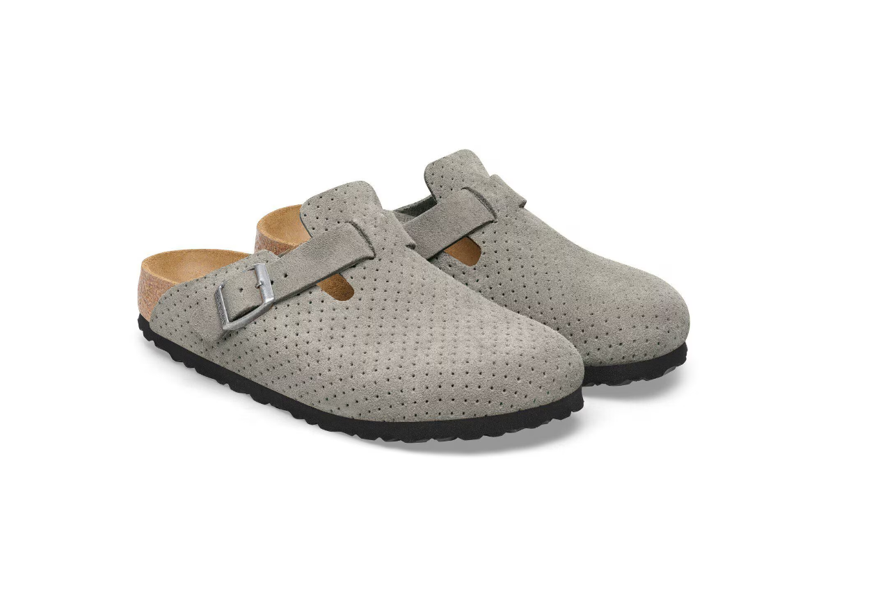 Birkenstock Boston Suede Leather Embossed Stone Coin Clogs