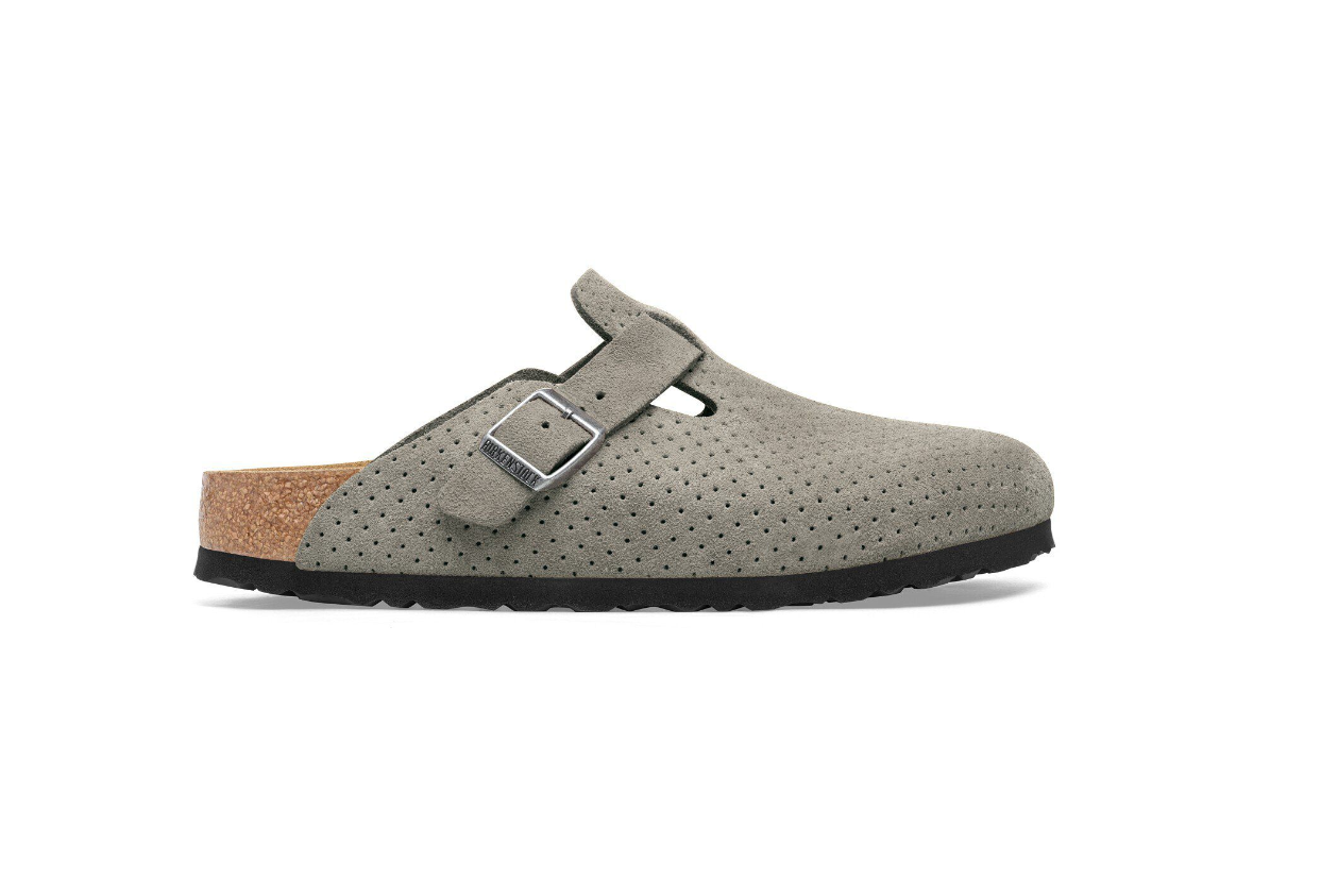 Birkenstock Boston Suede Leather Embossed Stone Coin Clogs