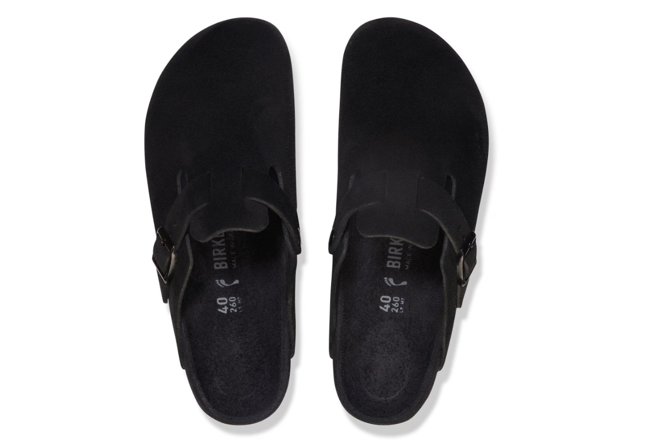 Birkenstock Boston Exquisite Suede Leather Black Clogs