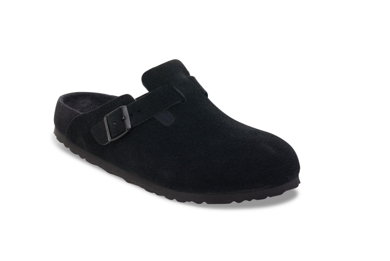 Birkenstock Boston Exquisite Suede Leather Black Clogs