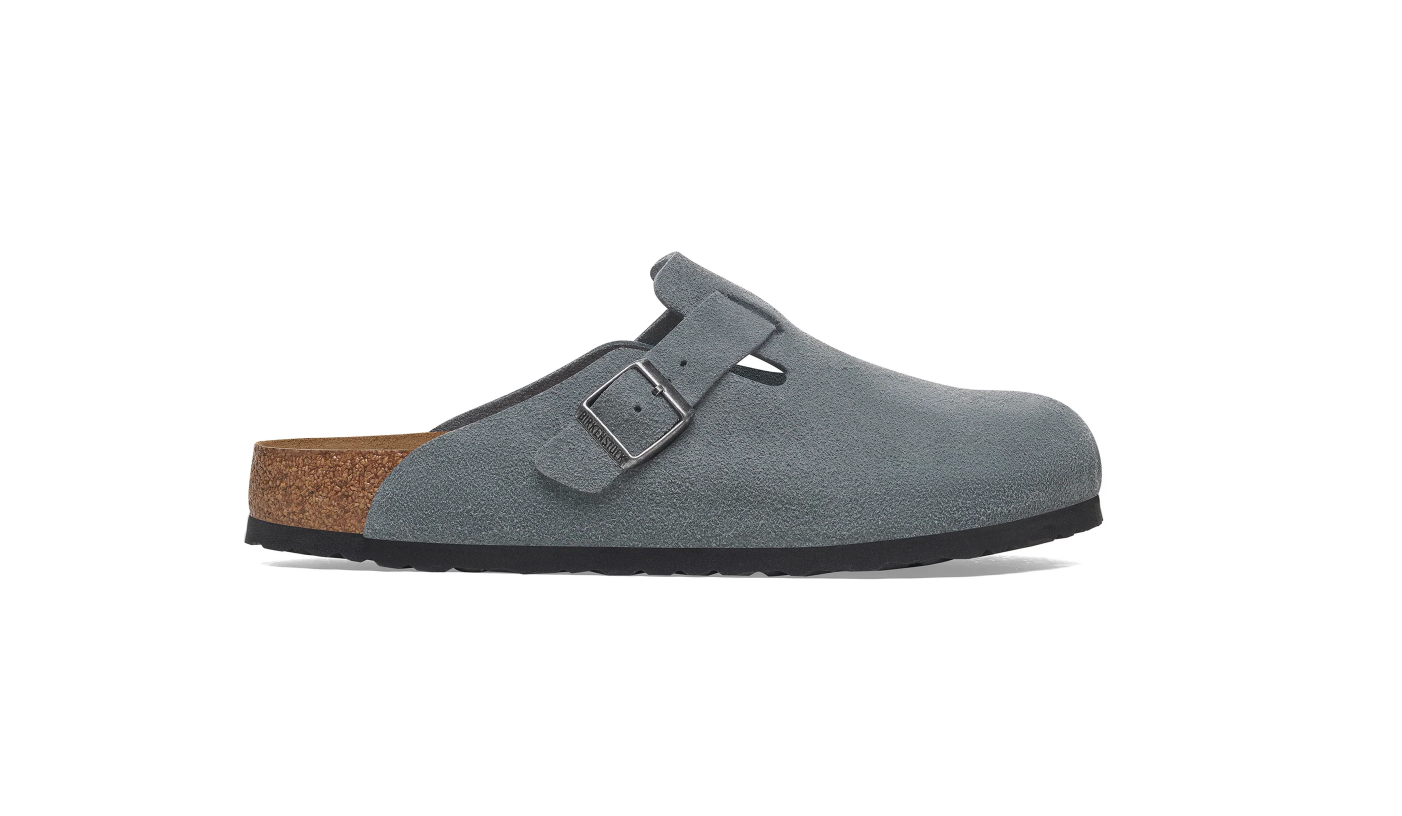 Birkenstock Boston Soft Footbed Suede Leather Basalt Gray