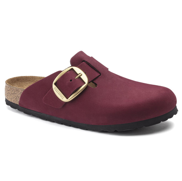 Birkenstock Boston Big Buckle Nubuck Leather Maroon