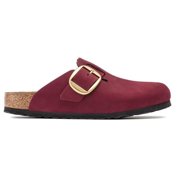 Birkenstock Boston Big Buckle Nubuck Leather Maroon