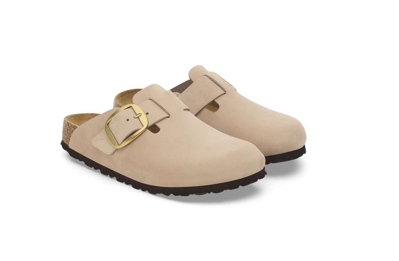 Birkenstock Boston Big Buckle Nubuck Leather Sandcastle