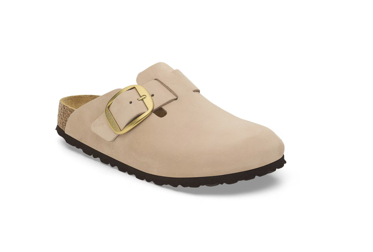 Birkenstock Boston Big Buckle Nubuck Leather Sandcastle