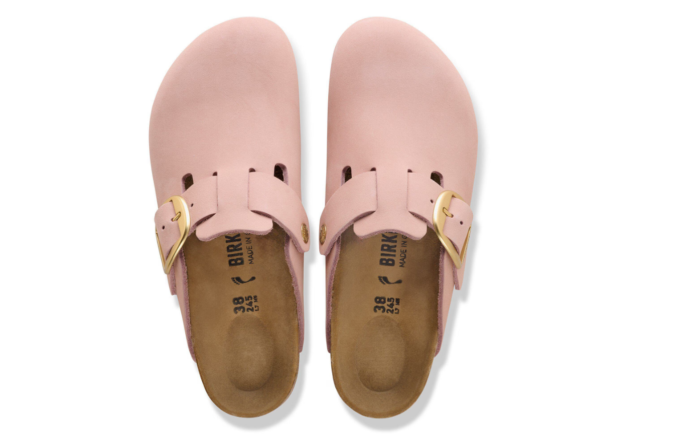 Birkenstock Boston Big Buckle Nubuck Leather Soft Pink