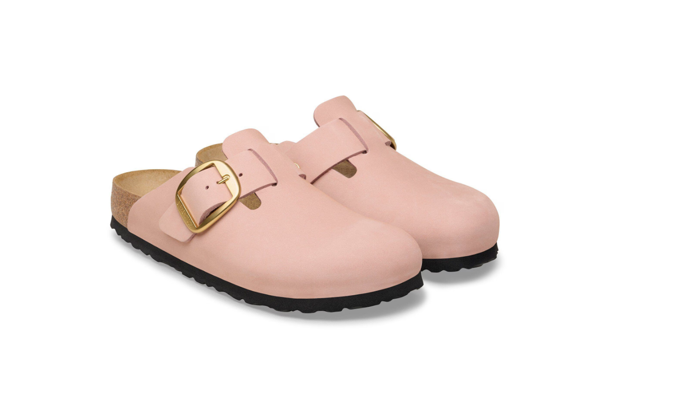 Birkenstock Boston Big Buckle Nubuck Leather Soft Pink