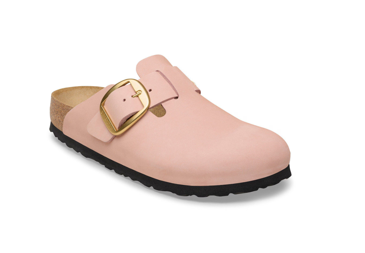 Birkenstock Boston Big Buckle Nubuck Leather Soft Pink