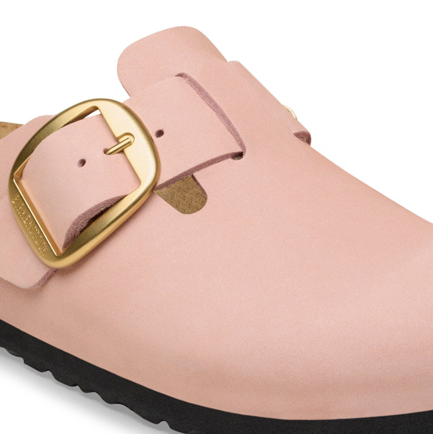 Birkenstock Boston Big Buckle Nubuck Leather Soft Pink