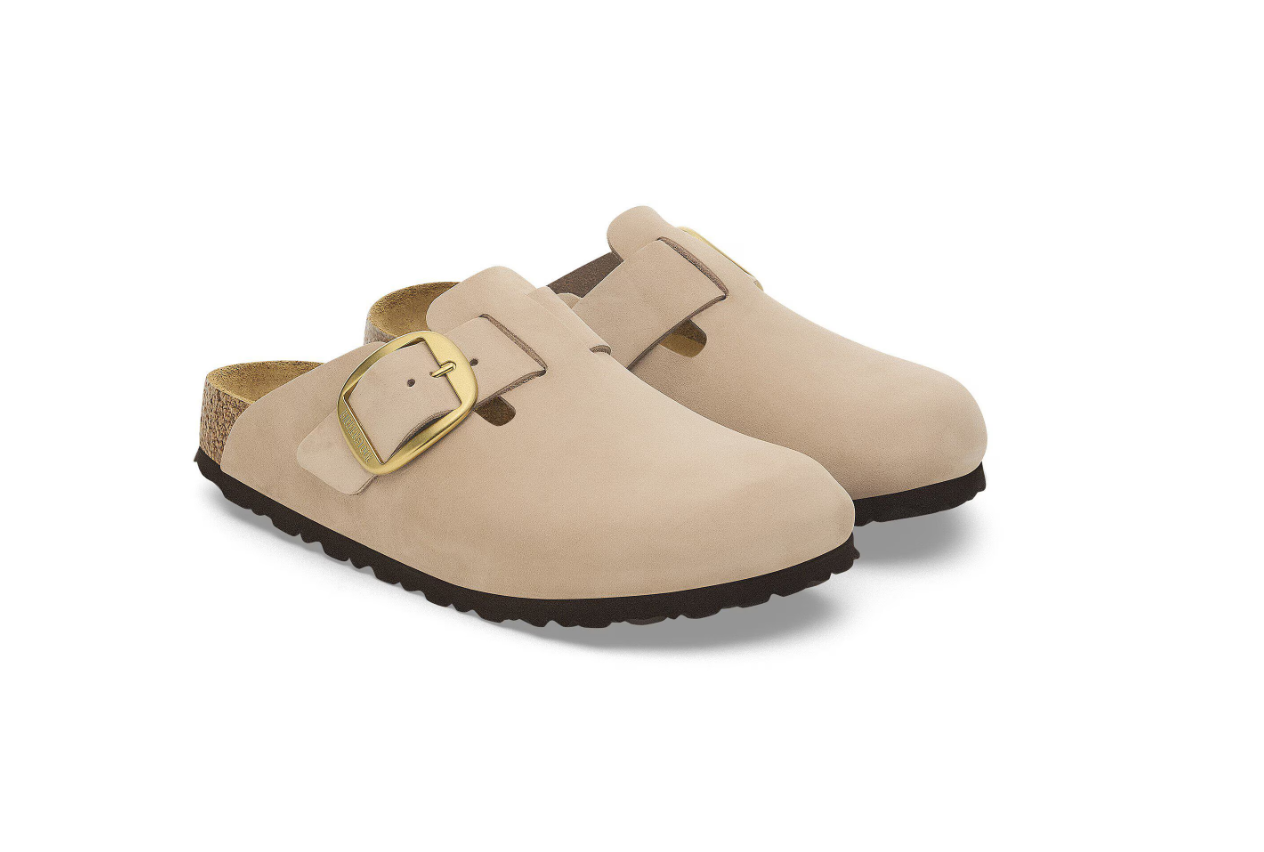 Birkenstock Boston Big Buckle Nubuck Leather Sandcastle