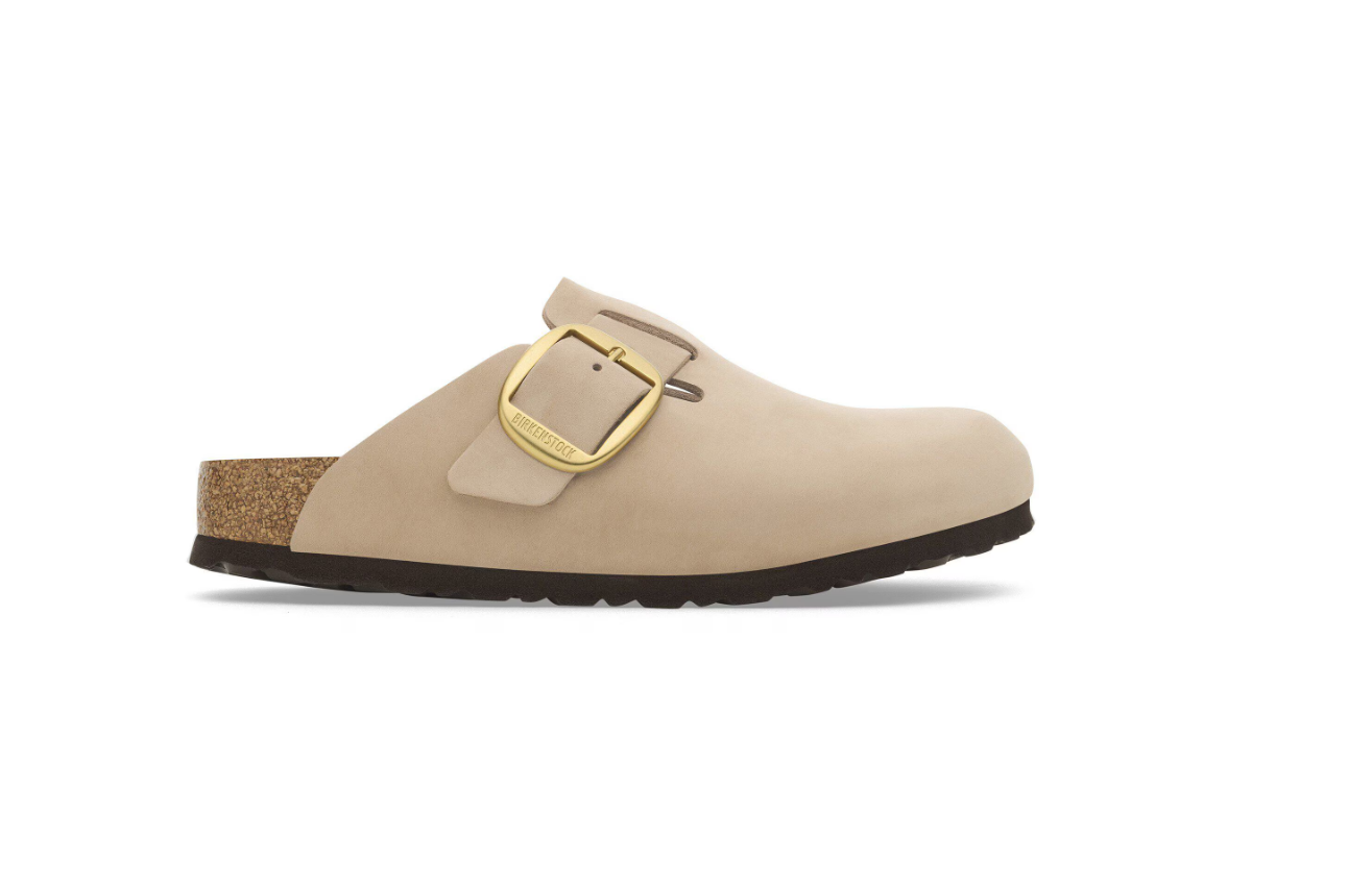 Birkenstock Boston Big Buckle Nubuck Leather Sandcastle