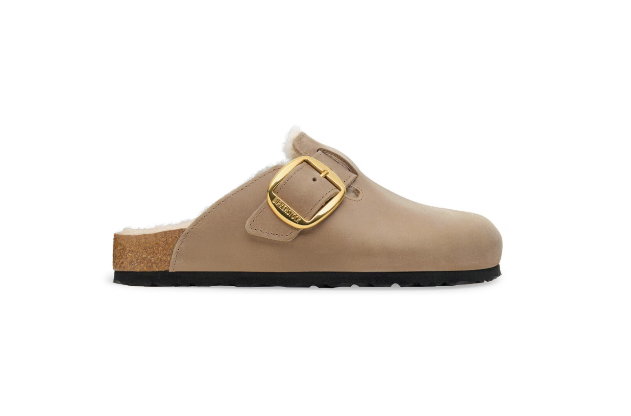 Birkenstock Boston Big Buckle Shearling Oiled Leather Clog Tobacco Brown