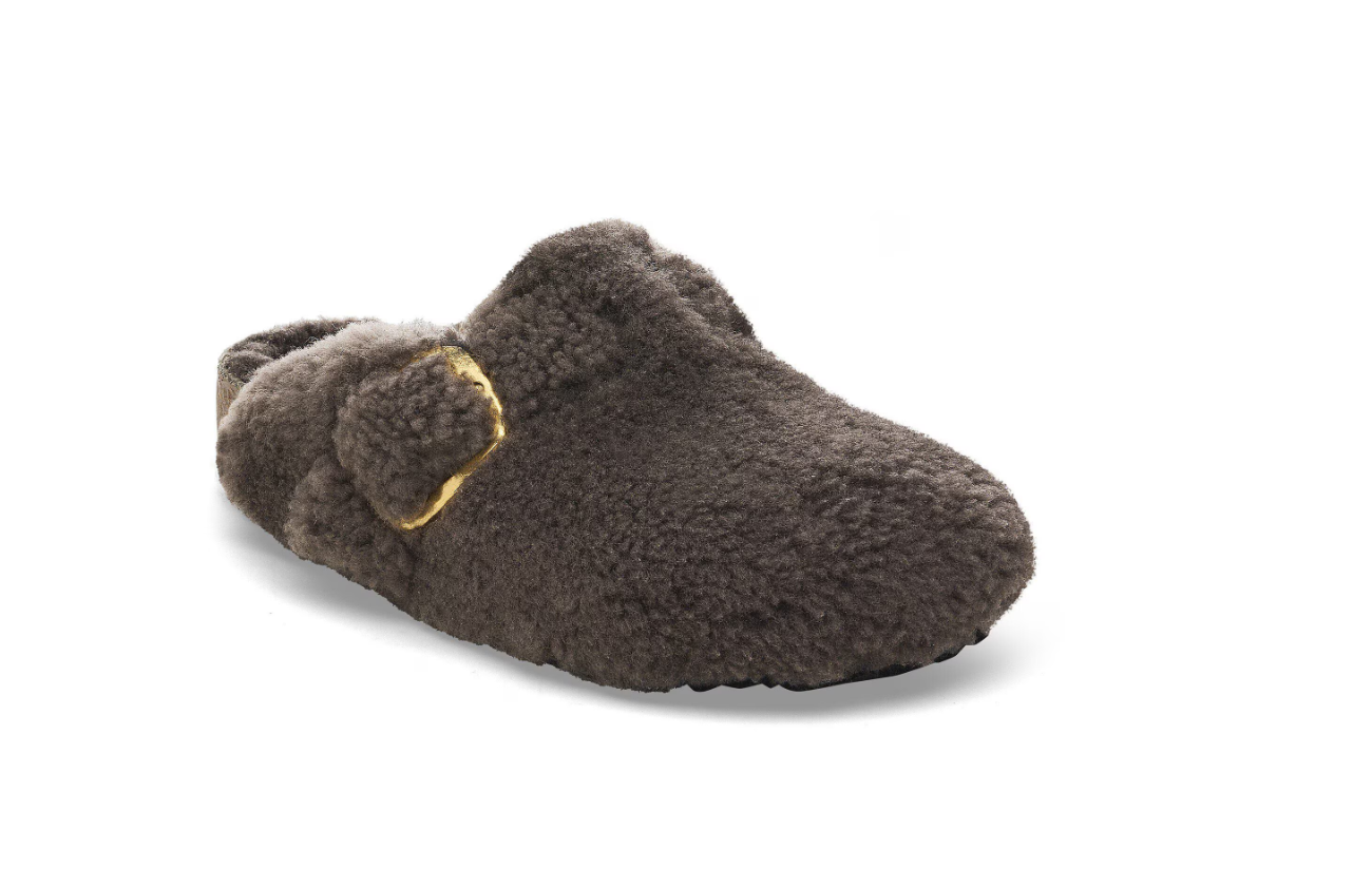 Birkenstock Boston Big Buckle Shearling Clog Concrete Gray