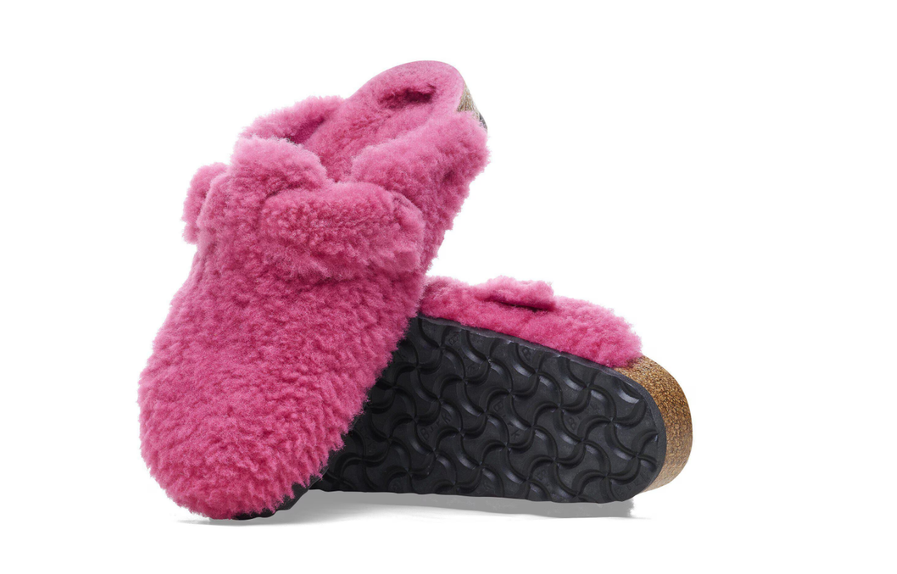 Birkenstock Boston Big Buckle Shearling Teddy Fuchsia Tulip Clogs