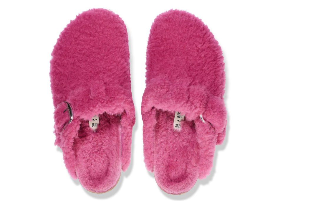 Birkenstock Boston Big Buckle Shearling Teddy Fuchsia Tulip Clogs