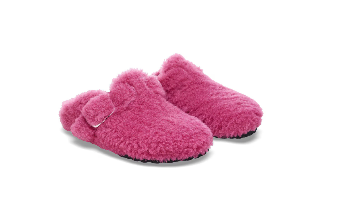 Birkenstock Boston Big Buckle Shearling Teddy Fuchsia Tulip Clogs
