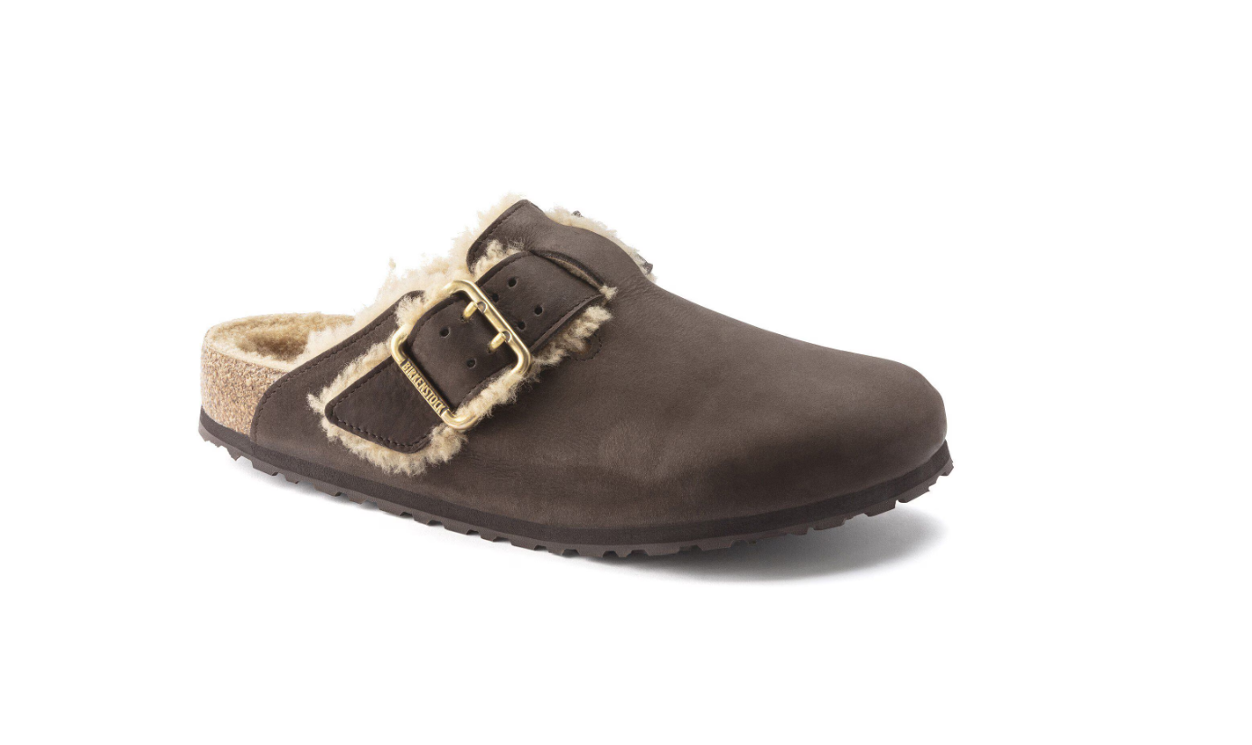 Birkenstock Boston Bold Shearling Natural Leather Espresso