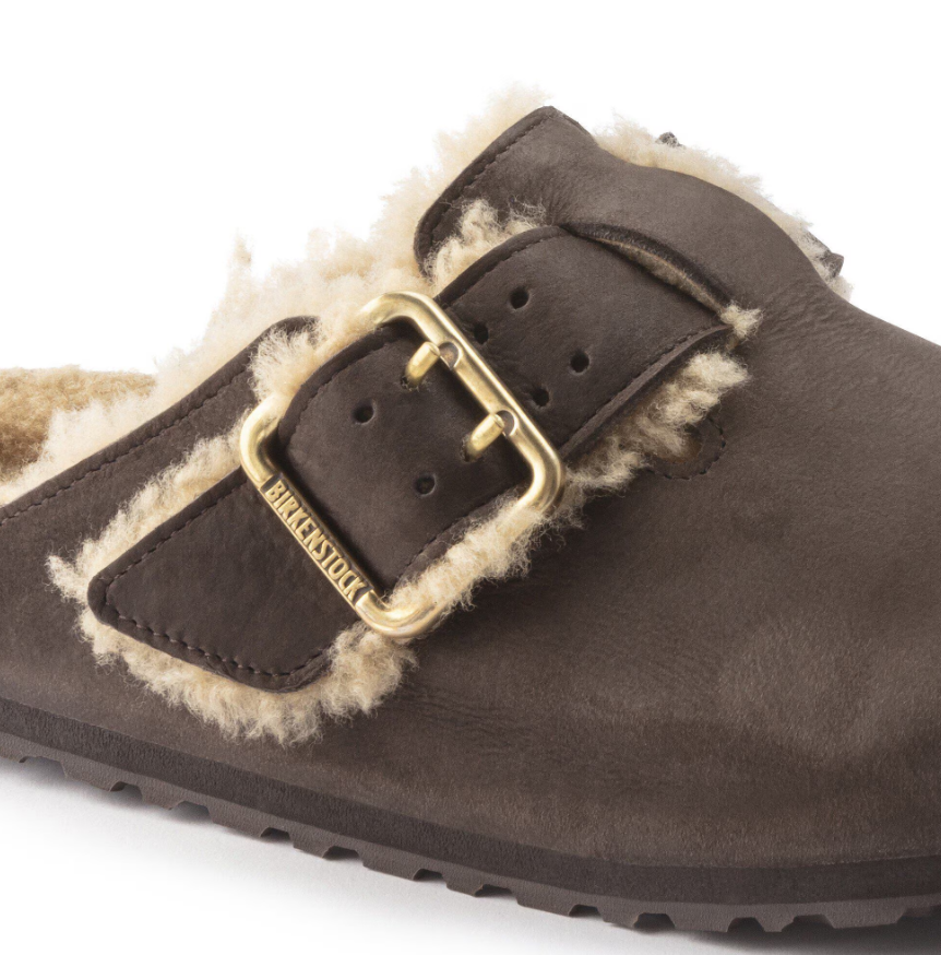 Birkenstock Boston Bold Shearling Natural Leather Espresso