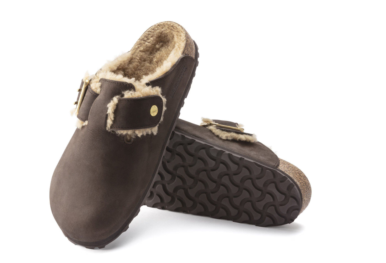 Birkenstock Boston Bold Shearling Natural Leather Espresso