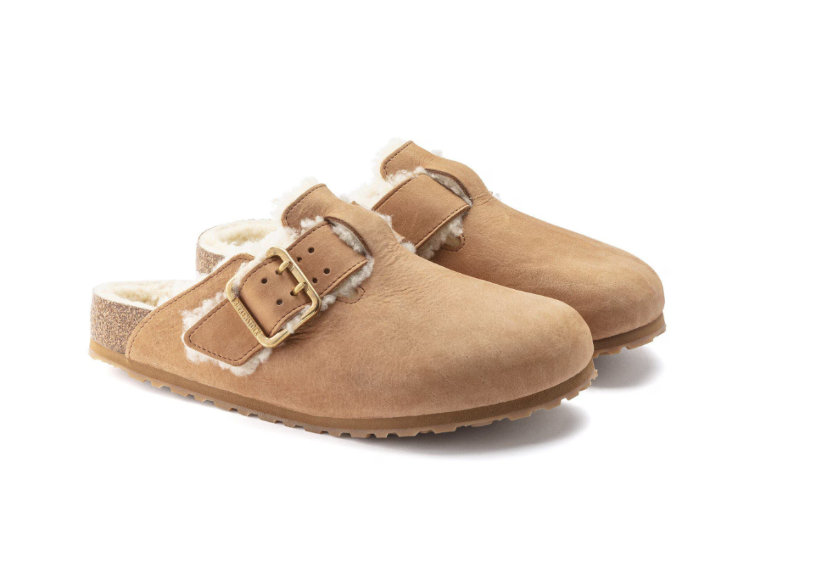 Birkenstock Boston Bold Shearling Natural Leather Clog Cognac