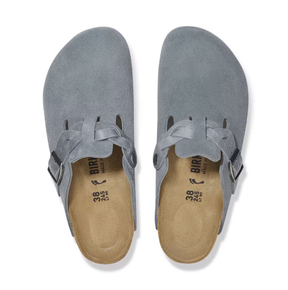 Birkenstock Boston Braided Suede Leather Basalt Gray